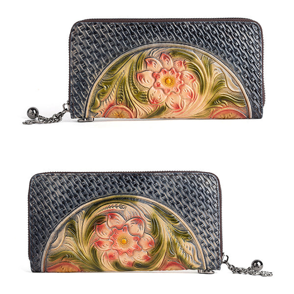 Women's Designer Embossed Leather Wallets On Sale Zip Around Wallet With Card Holders For Women Work-bag