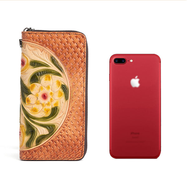 Women's Designer Embossed Leather Wallets On Sale Zip Around Wallet With Card Holders For Women Cool