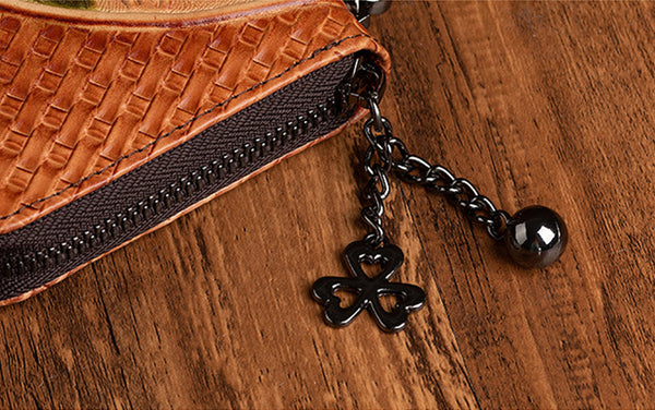 Women's Designer Embossed Leather Wallets On Sale Zip Around Wallet With Card Holders For Women Cute