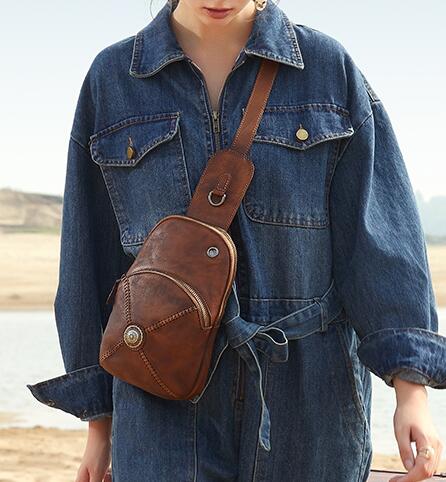 Women's Designer Leather Sling Bag Purse Chest Pack Bag For Women Boutique