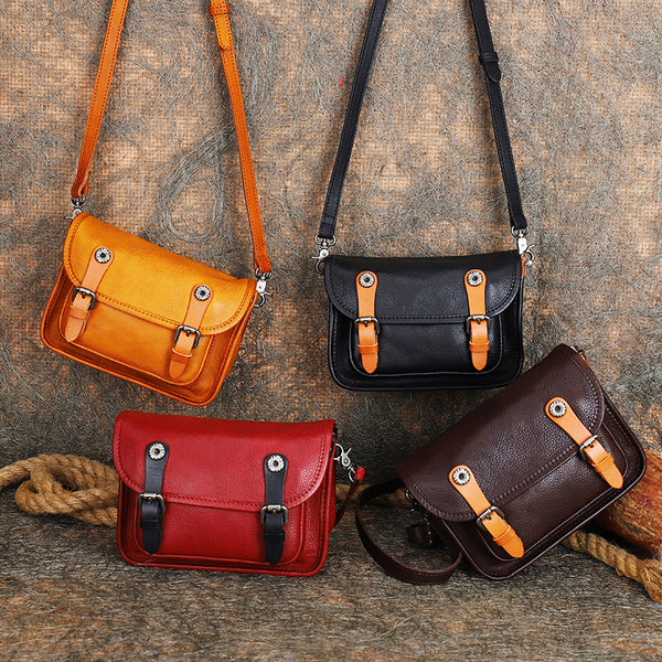 Mini Women's Genuine Leather Crossbody Messenger Bag Satchel Purse Bag for Women