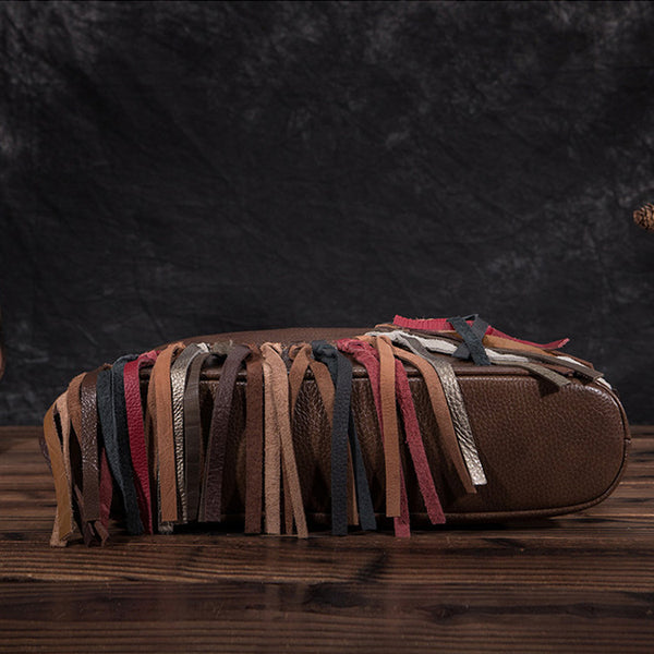 Women's Hobo Leather Fringe Handbags Purse Tote Bag With Zipper for Women Cute