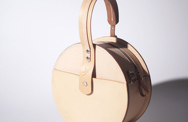 Women's Leather Circle Crossbody Bag Round Purse for Women Designer