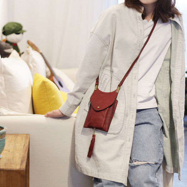Women's Leather Crossbody Phone Bag Mini Satchel Purse Side Bag for Womens Genuine Leather