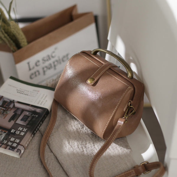 Women's Leather Doctor Bag Purse Crossbody Handbags Side Bag for Womens Vintage