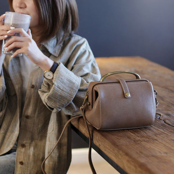 Women's Leather Doctor Bag Purse Crossbody Handbags Side Bag for Womens small