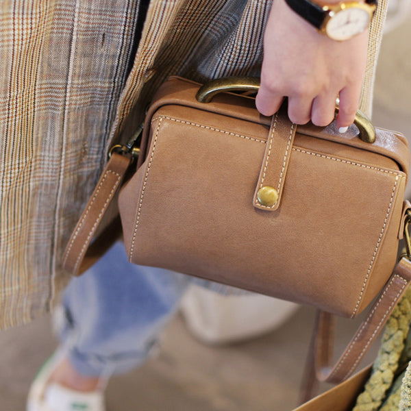 Women's Leather Doctor Bag Purse Crossbody Handbags Side Bag for Womens