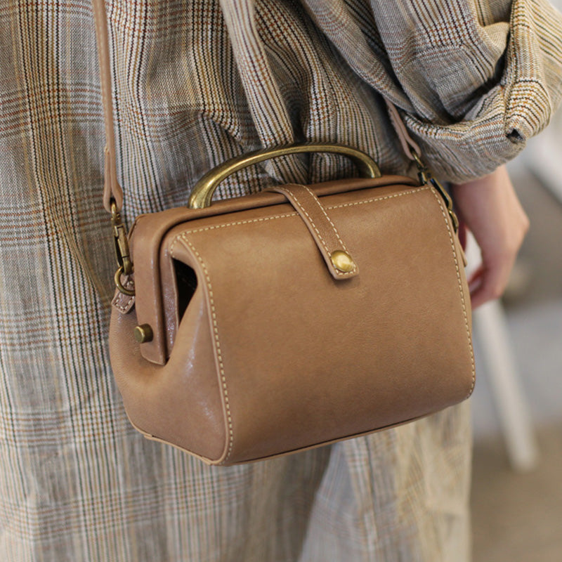 Women's Leather Doctor Bag Purse Crossbody Handbags