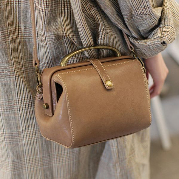 Women's Leather Doctor Bag Purse Crossbody Handbags