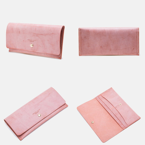 Women's Pink Leather Billfolds Long Wallet Purse