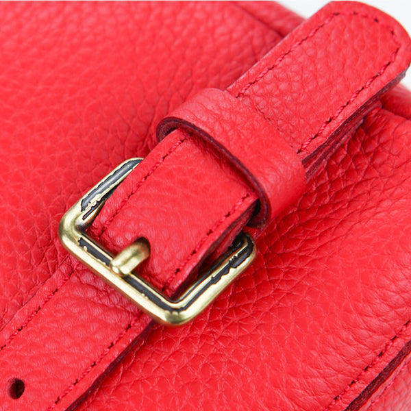 Women's Red Leather Backpack Bag Purse Small Stylish Backpack Handbag for Women Details