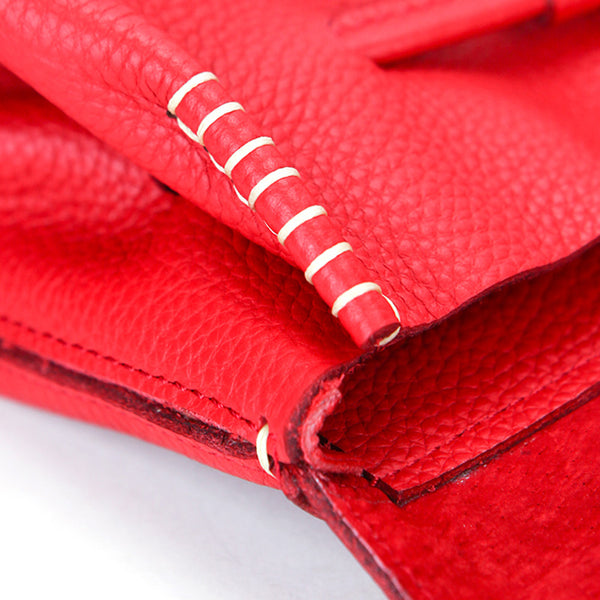 Women's Red Leather Backpack Bag Purse Small Stylish Backpack Handbag for Women Genuine Leather