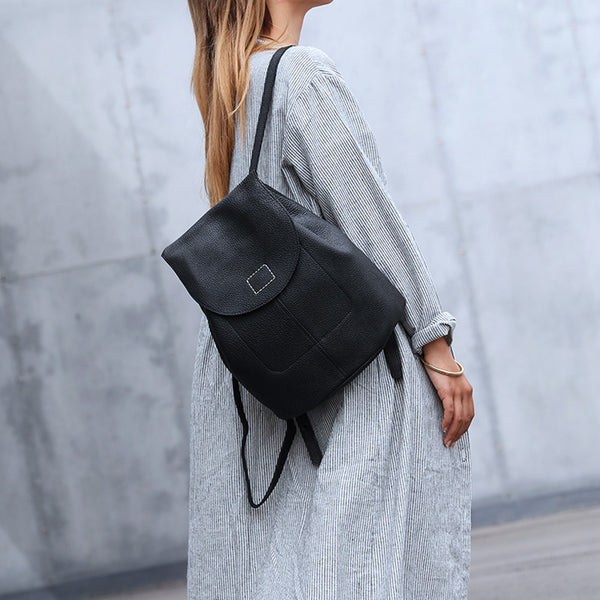 Women's Red Leather Backpack Bag Purse Small Stylish Backpack Handbag for Women Minimalist