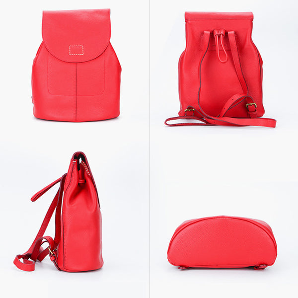 Women's Red Leather Backpack Bag Purse Small Stylish Backpack Handbag for Women