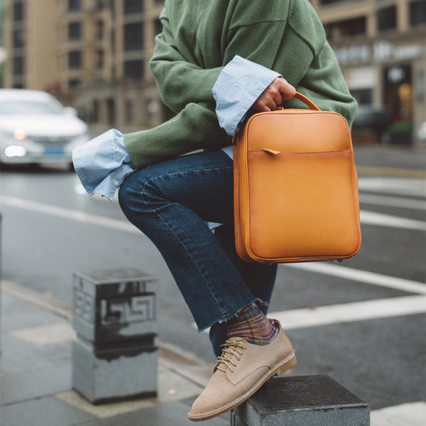 Women's Small Brown Leather Backpack Handbag Purse Shoulder Bag For Women Chic