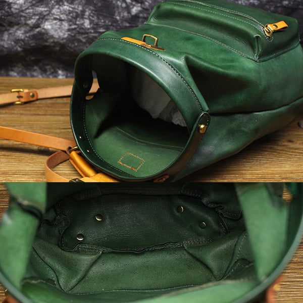 Women's Small Green Leather Backpack Purse Doctor Bag Handbags for Women cute