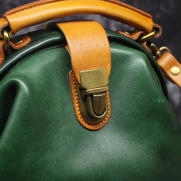 Women's Small Green Leather Backpack Purse Doctor Bag Handbags for Women stylish