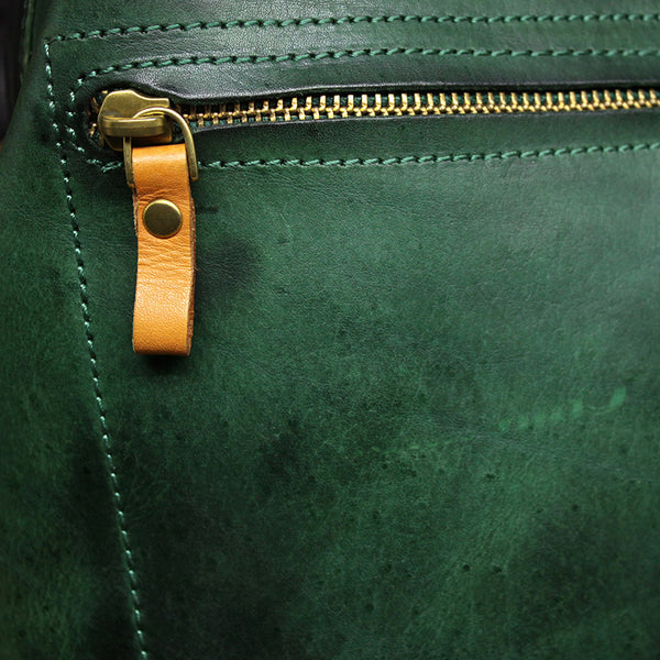 Women's Small Green Leather Backpack Purse Doctor Bag Handbags for Women