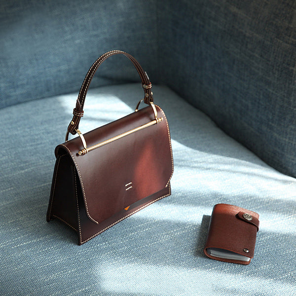 Women's Small Leather Satchel Handbags Over The Shoulder Bag Purse for Women Black