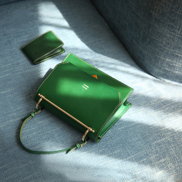 Women's Small Leather Satchel Handbags Over The Shoulder Bag Purse for Women Brown