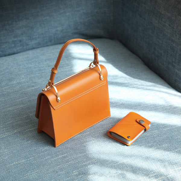 Women's Small Leather Satchel Handbags Over The Shoulder Bag Purse for Women Cute
