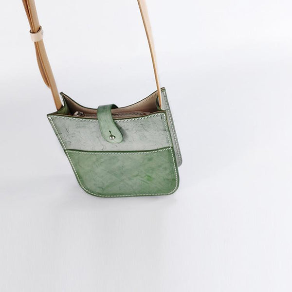 Women's Small Wax Leather Crossbody Satchel Purse Shoulder Bag for Women Minimalist