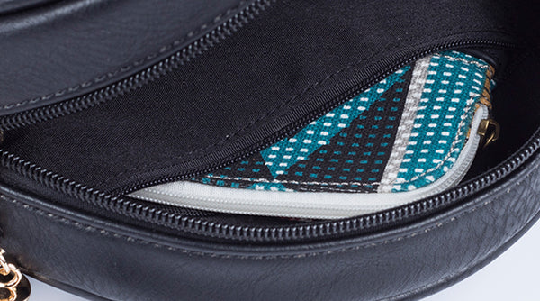 Women's Vegan Leather Round Crossbody Boho Bag With Fringe Cross Shoulder Bag For Women Inside