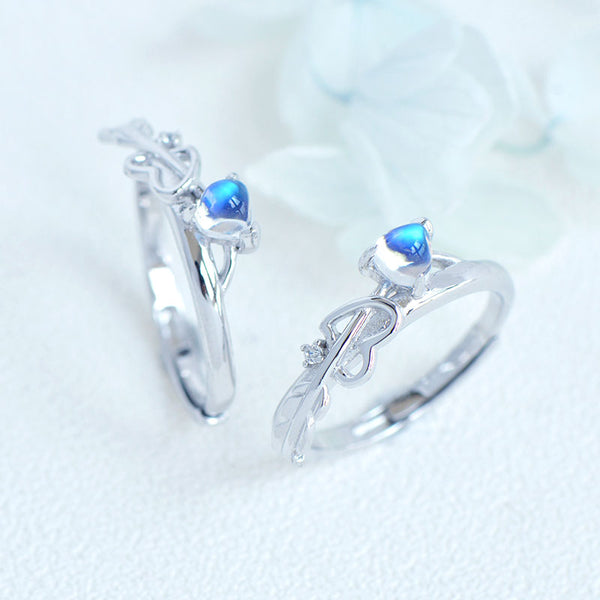 Female Sterling Silver Engagement Ring Genuine Natural Moonstone Ring for Women Accessories