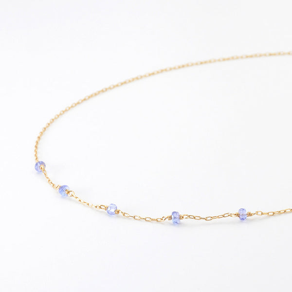 Womens 14k Gold Purple Tanzanite Bead Necklace for Women