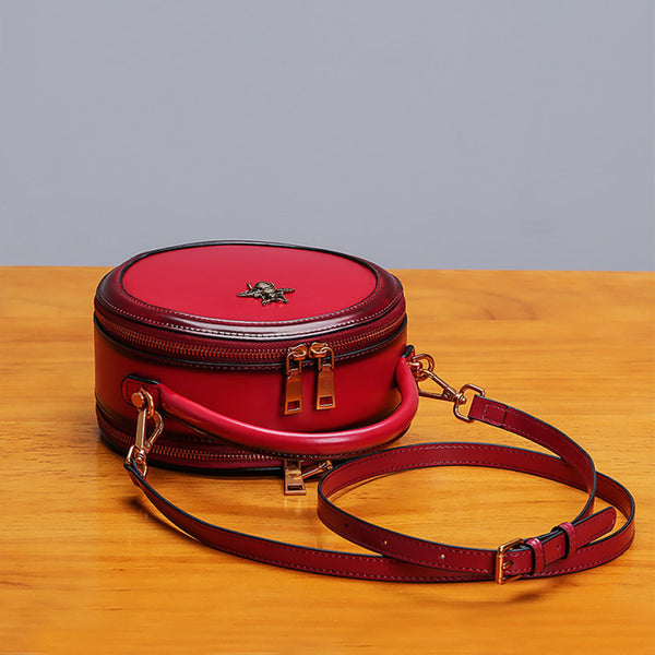 Womens Bee Leather Circle Bag Crossbody Bags Shoulder Bag Purses for Women Details