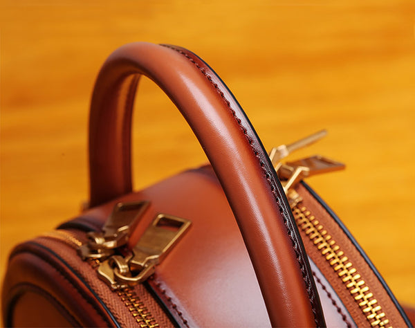 Womens Bee Leather Circle Bag Crossbody Bags Shoulder Bag Purses for Women Vintage