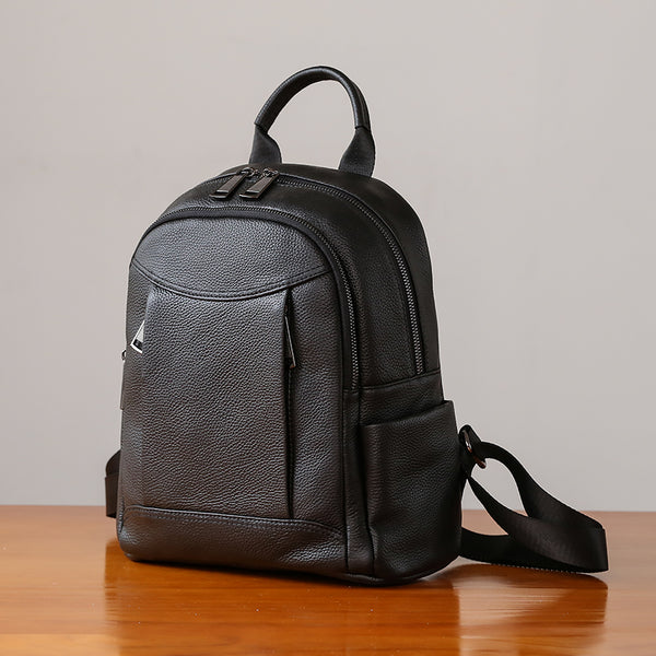 Womens Black Leather Backpack Purse Cool Backpacks for Women Chic