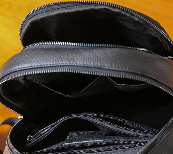Womens Black Leather Backpack Purse Cool Backpacks for Women Minimalist