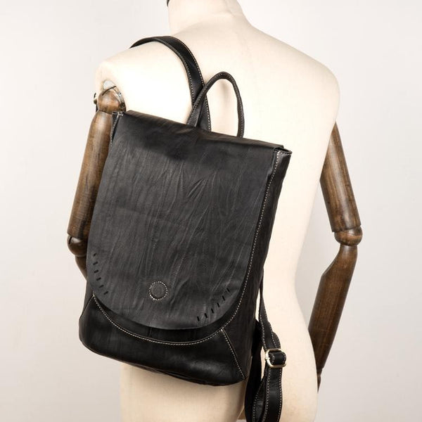 Womens Black Leather Backpack Purse Nice Backpacks Book Bags for Women Chic