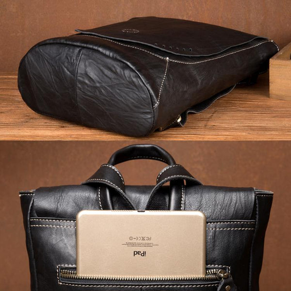 Womens Black Leather Backpack Purse Nice Backpacks Book Bags for Women Fashion