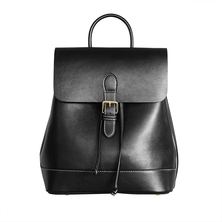 Womens Black Leather Backpack Purse