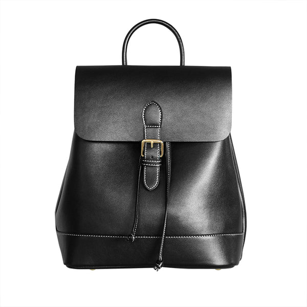 Womens Black Leather Backpack Purse