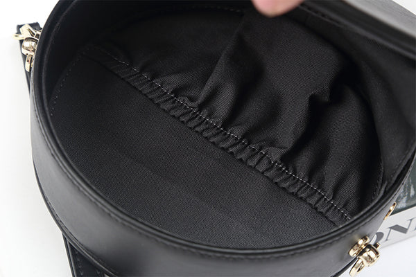 Womens Black Leather Crossbody Bags Circle Bag for Women Small Purse Details
