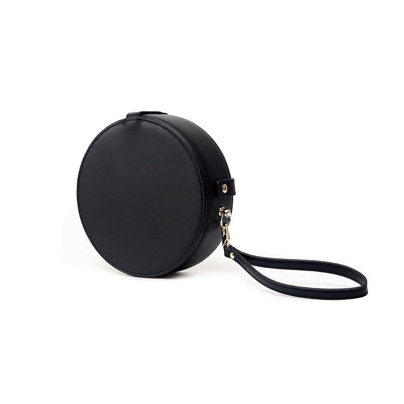 Womens Black Leather Crossbody Bags Circle Bag