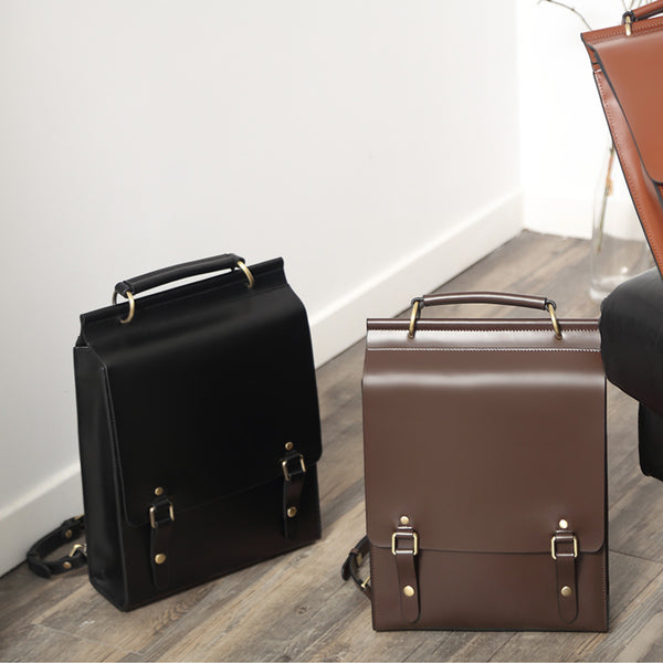 Womens Black Leather Rucksack Stylish Laptop Backpacks Accessories