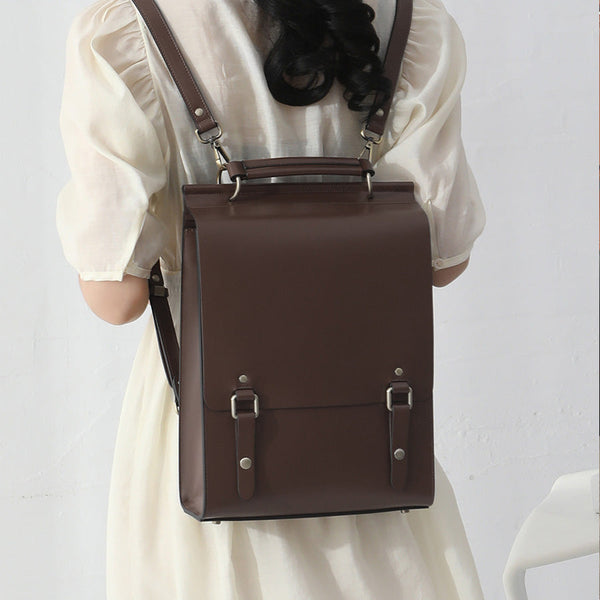 Womens Black Leather Rucksack Stylish Laptop Backpacks Affordable