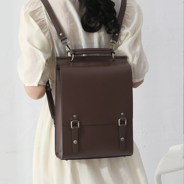 Womens Black Leather Rucksack Stylish Laptop Backpacks Affordable