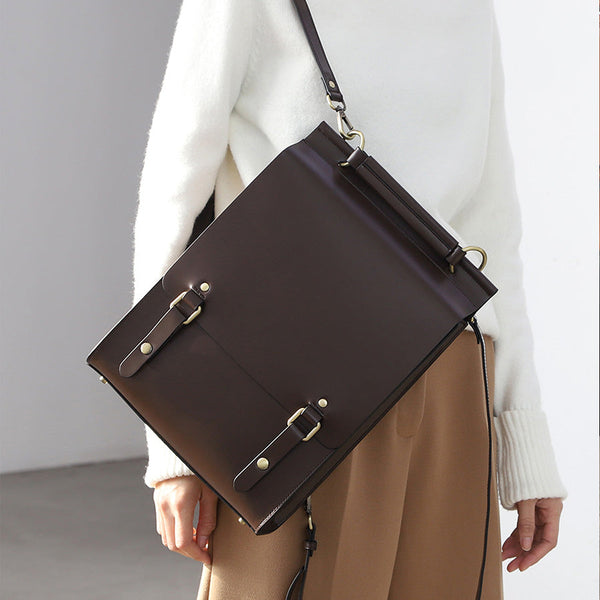 Womens Black Leather Rucksack Stylish Laptop Backpacks Badass