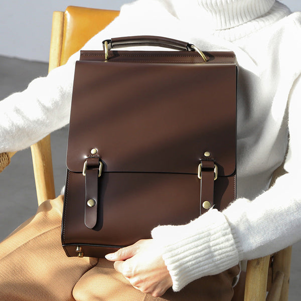 Womens Black Leather Rucksack Stylish Laptop Backpacks Beautiful