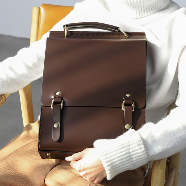 Womens Black Leather Rucksack Stylish Laptop Backpacks Beautiful