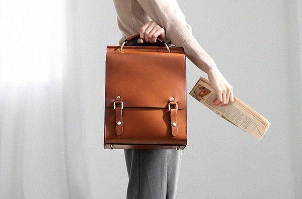 Womens Black Leather Rucksack Stylish Laptop Backpacks Chic