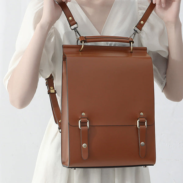 Womens Black Leather Rucksack Stylish Laptop Backpacks Cute