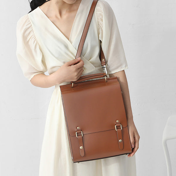 Womens Black Leather Rucksack Stylish Laptop Backpacks Elegant