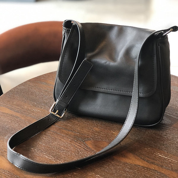 Womens Black Leather Satchel Purse Soft Leather Crossbody Bag For Women Affordable