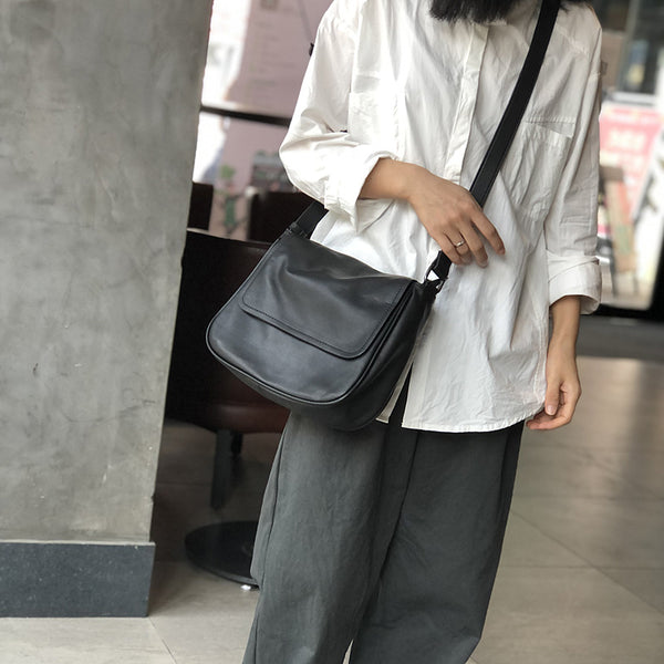 Womens Black Leather Satchel Purse Soft Leather Crossbody Bag For Women Beautiful